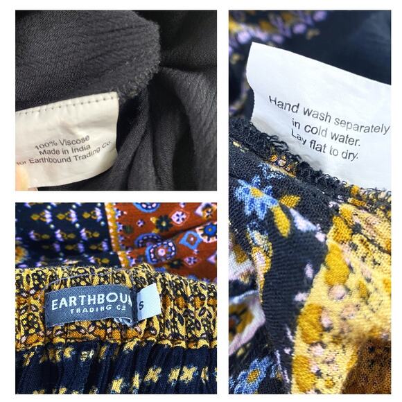 Earthbound Bohemian Slit Leg Wide Leg Boho Pants Sz Small - Picture 5 of 5